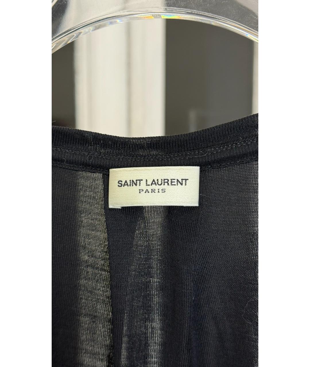 SAINT LAURENT Черная шелковая футболка, фото 4