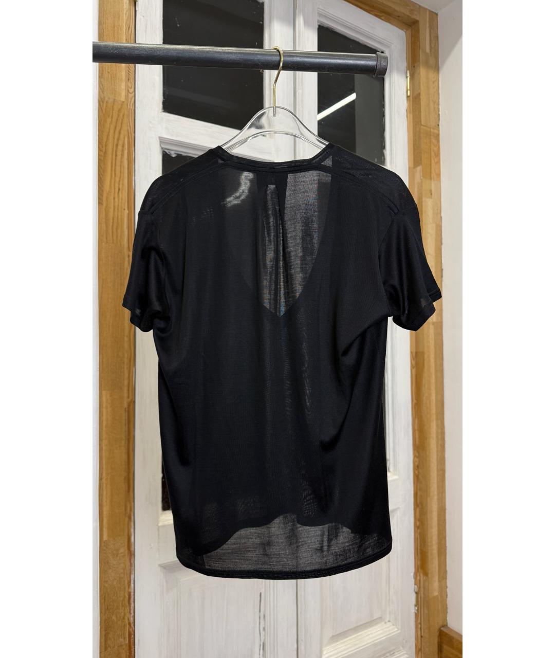SAINT LAURENT Черная шелковая футболка, фото 2