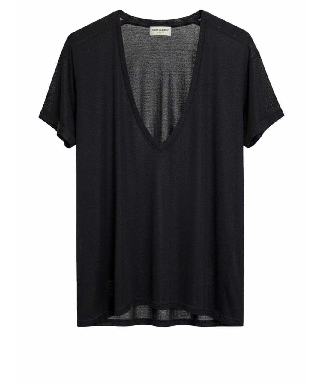 SAINT LAURENT Черная шелковая футболка, фото 1