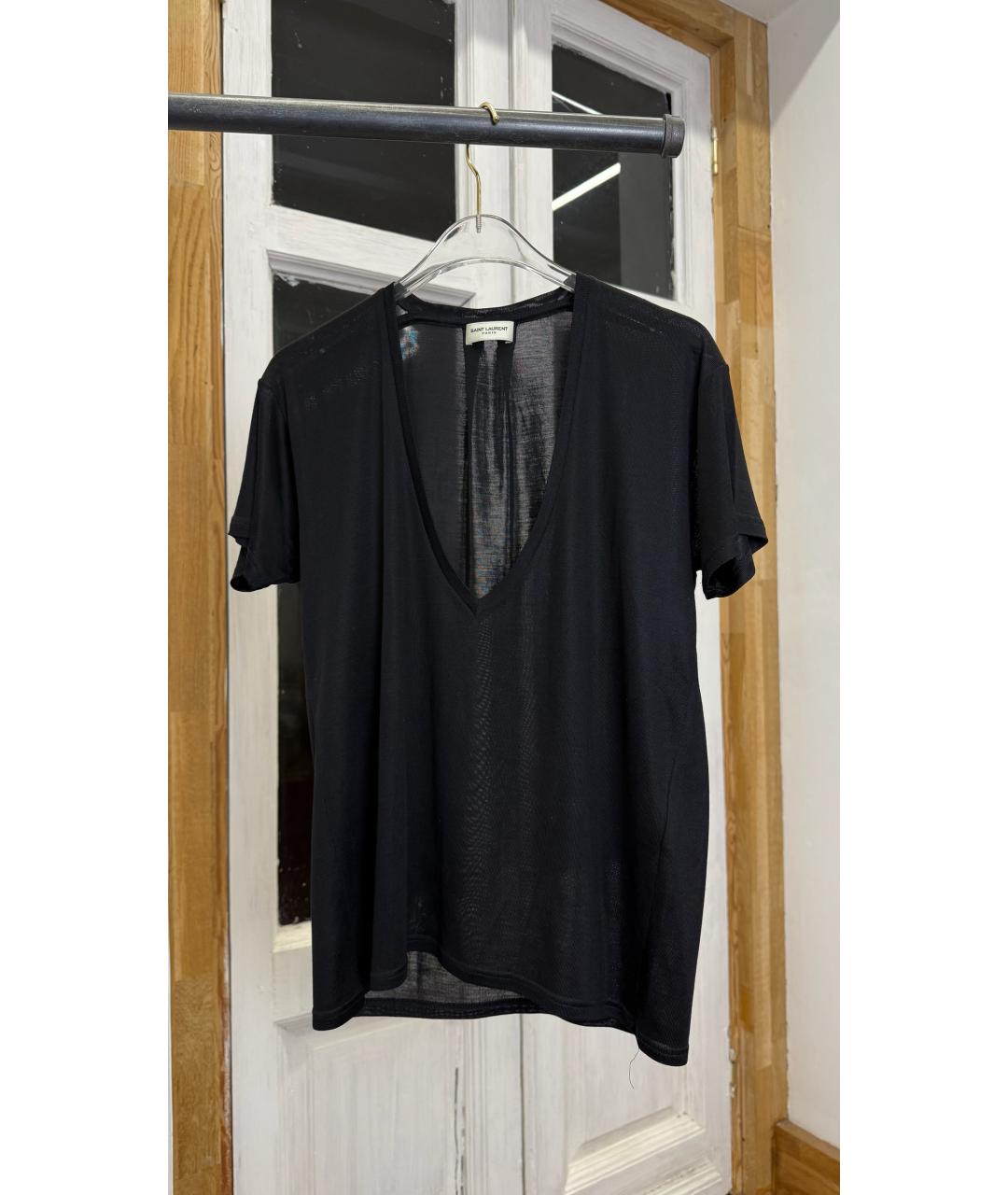 SAINT LAURENT Черная шелковая футболка, фото 6