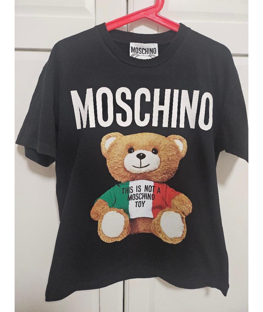 MOSCHINO Черная хлопковая футболка, фото 2