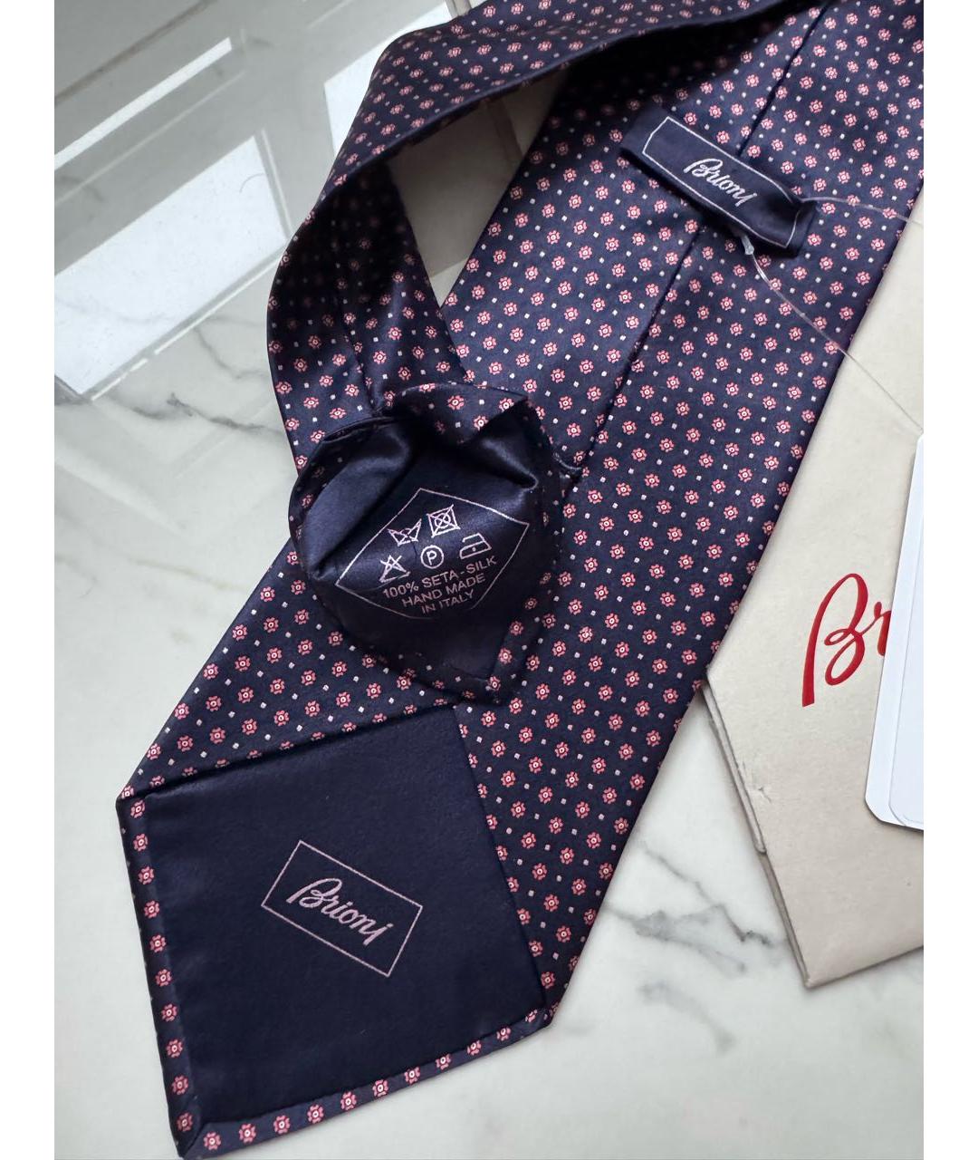BRIONI Темно-синий шелковый галстук, фото 4