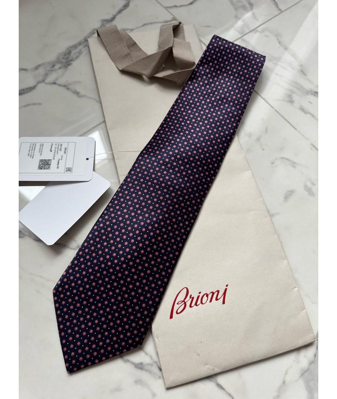 BRIONI Темно-синий шелковый галстук, фото 6