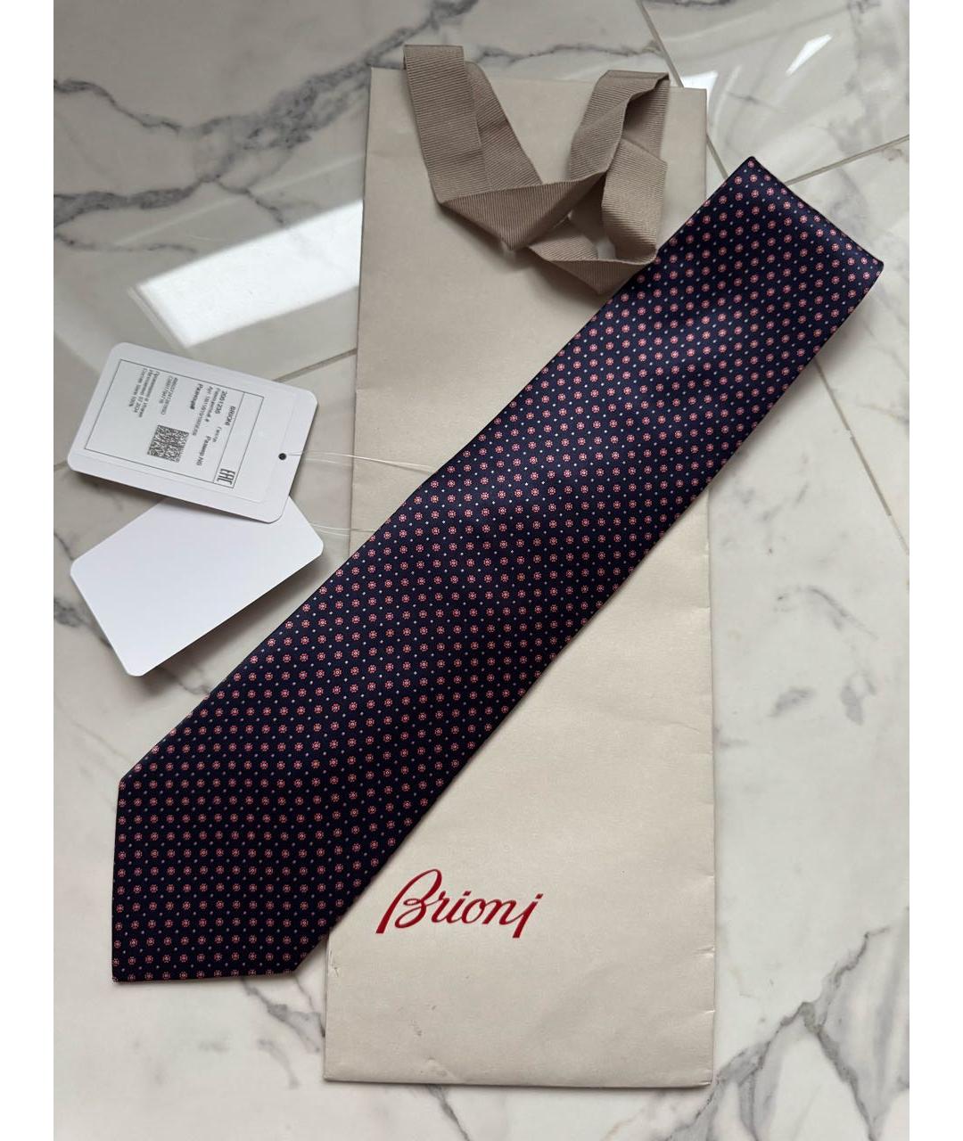 BRIONI Темно-синий шелковый галстук, фото 2