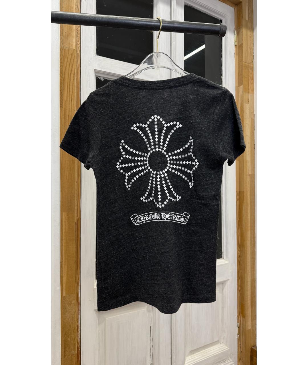 CHROME HEARTS Черная хлопковая футболка, фото 2