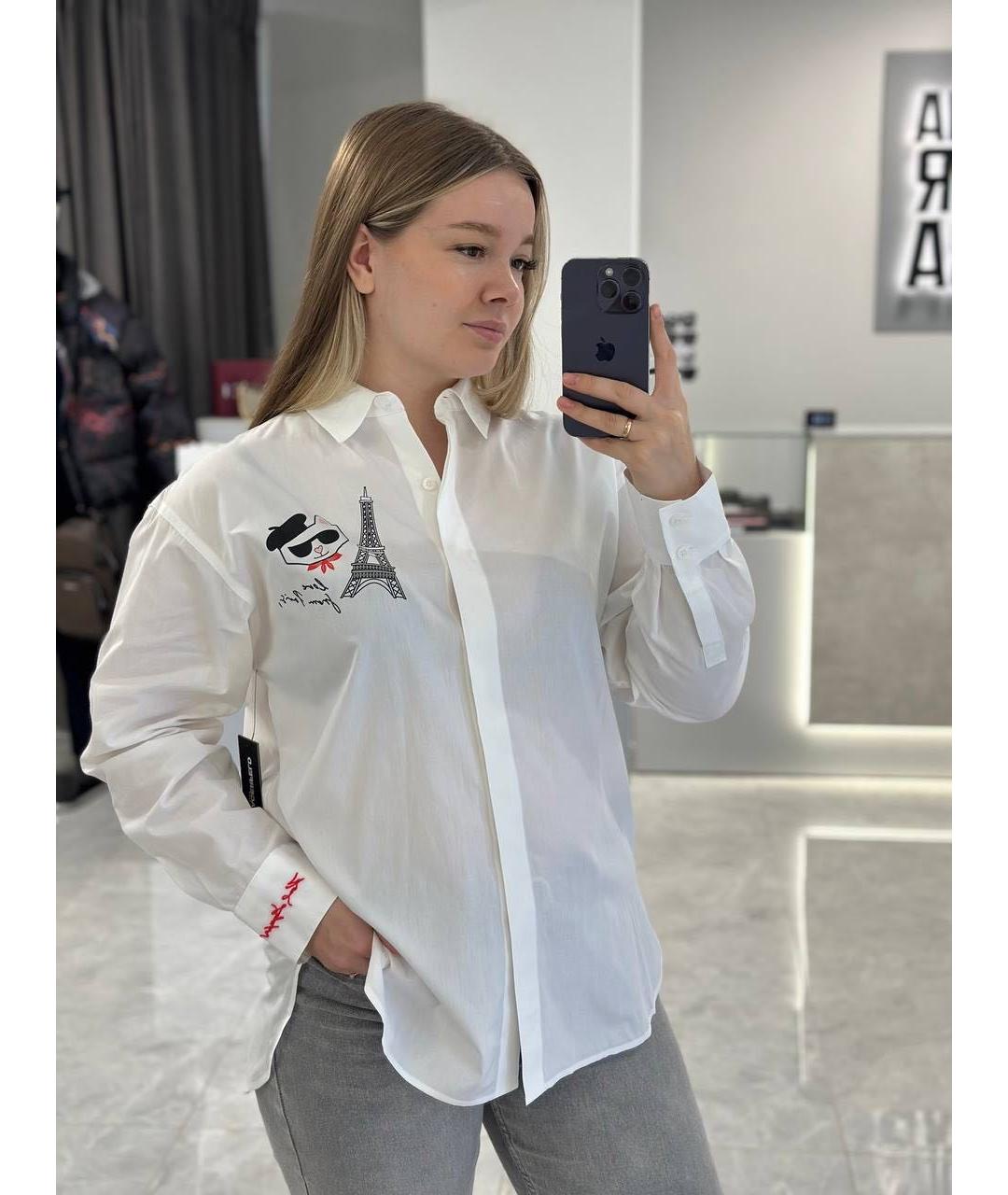 KARL LAGERFELD Белая хлопковая рубашка, фото 6