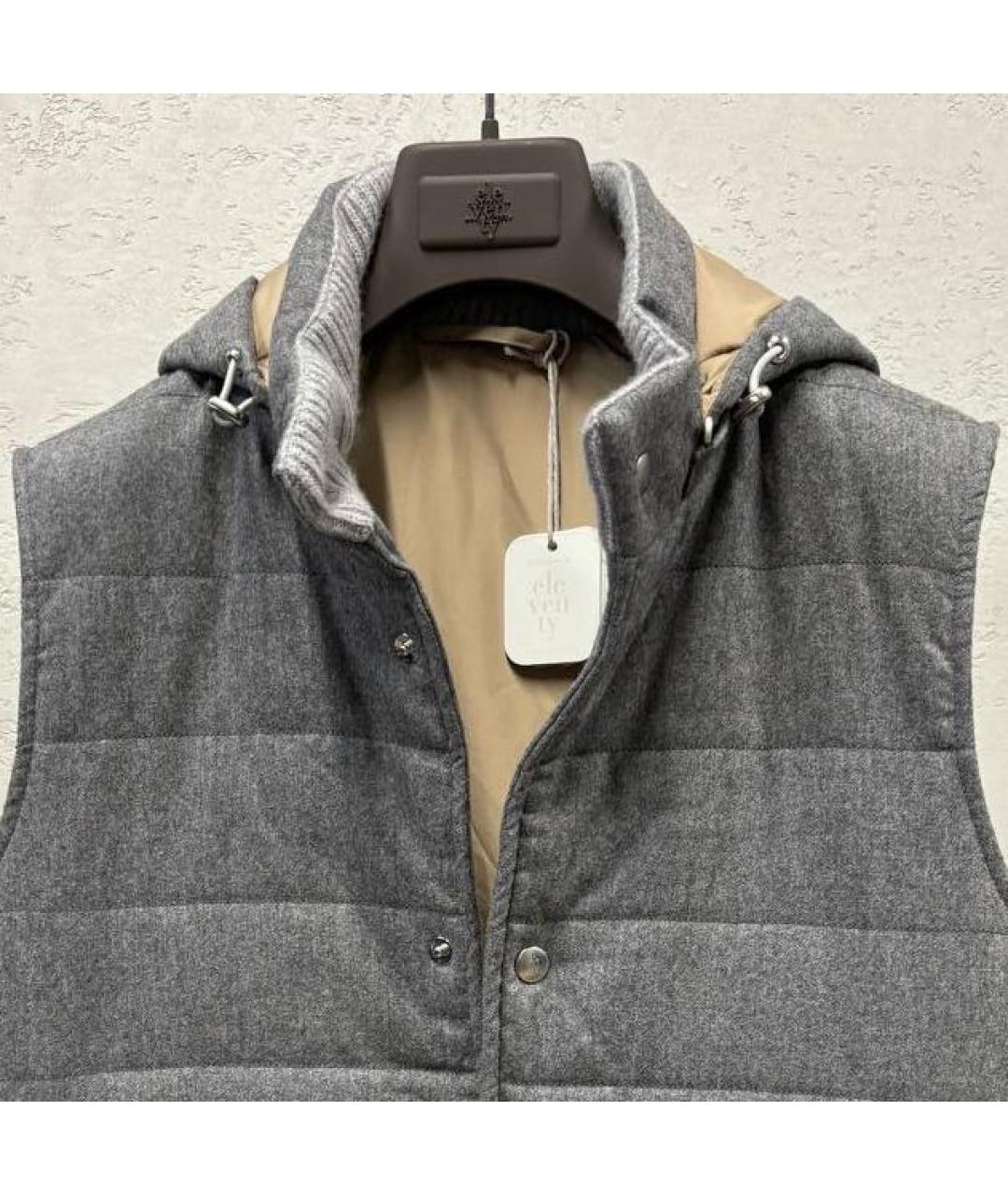 ELEVENTY Серый кашемировый жилет, фото 3