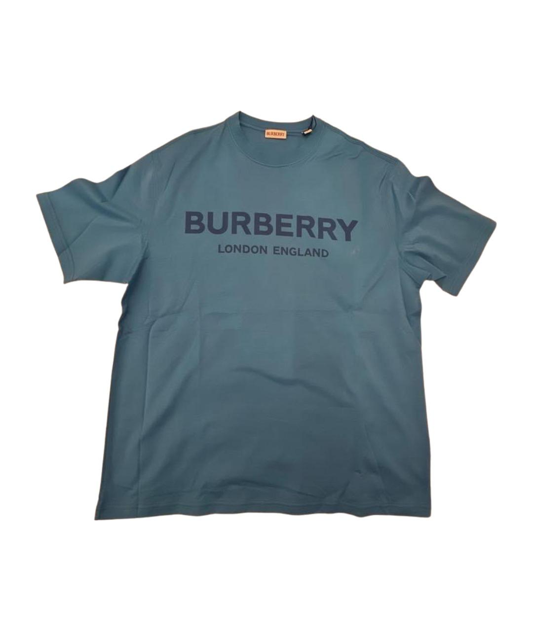 BURBERRY Голубая хлопковая футболка, фото 1