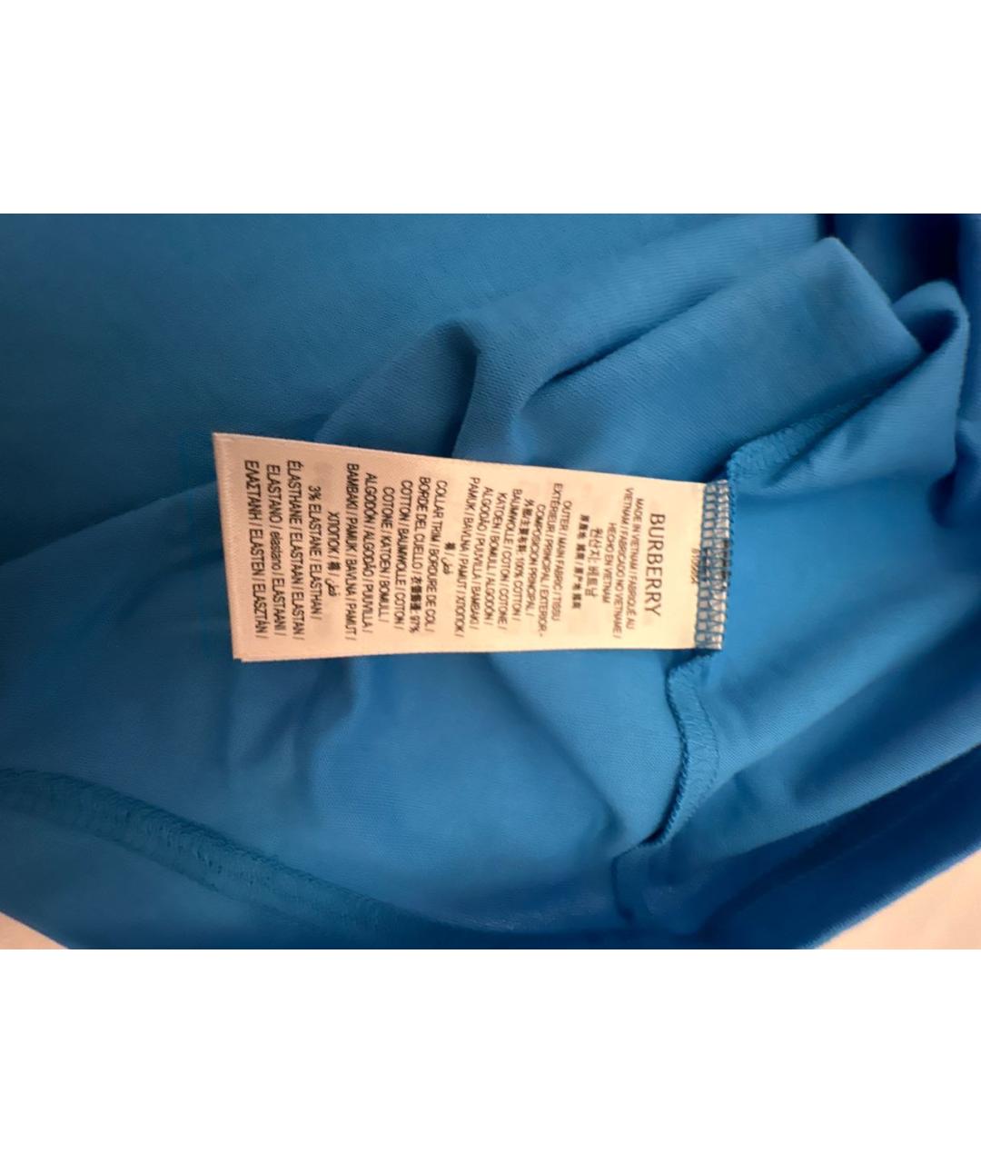 BURBERRY Голубая хлопковая футболка, фото 5