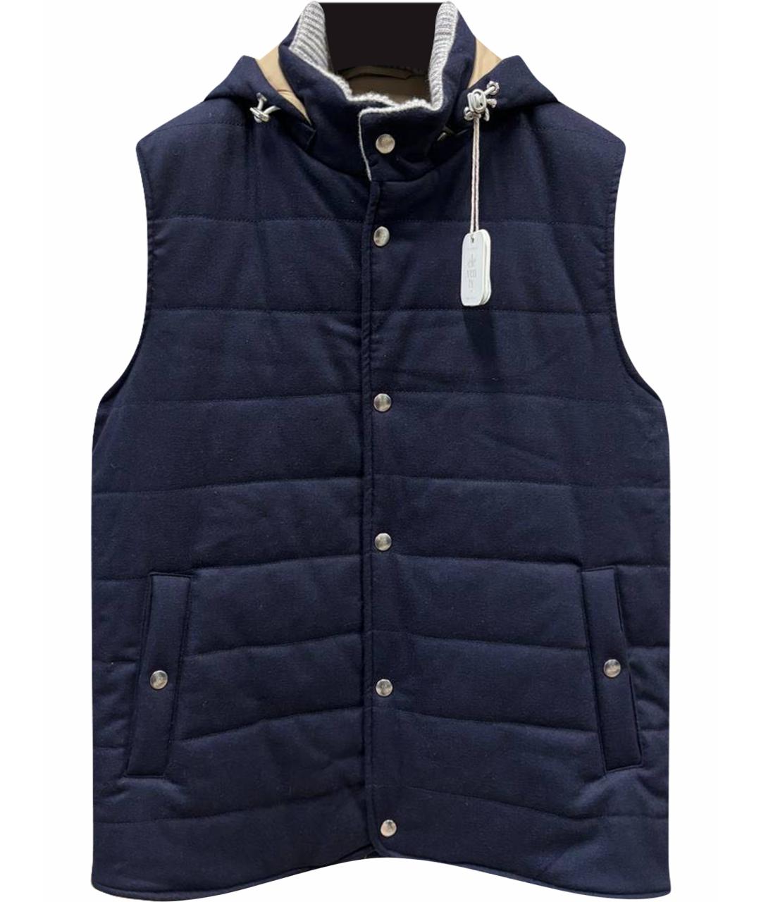 ELEVENTY Темно-синий кашемировый жилет, фото 1