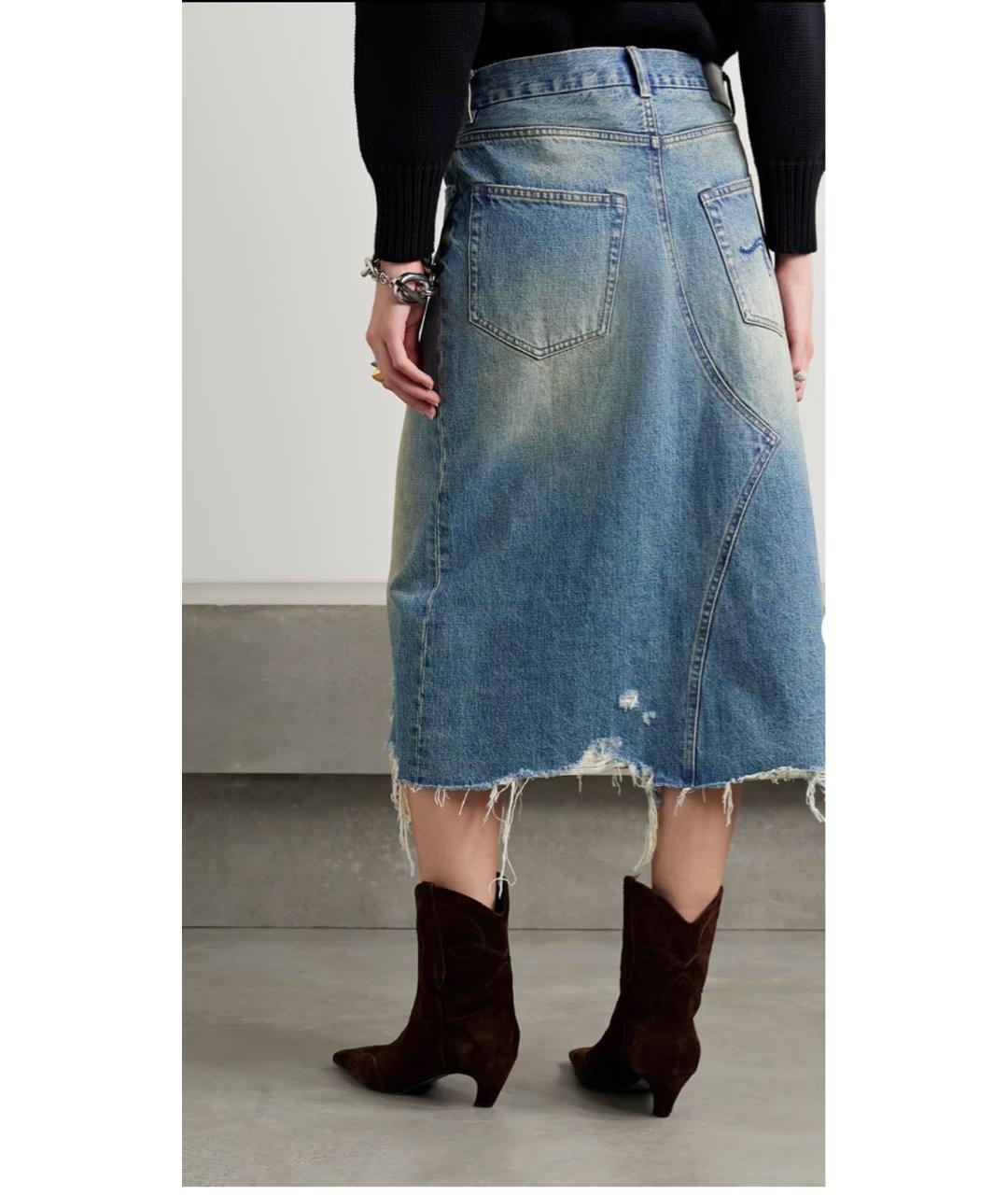 R13 Голубая деним юбка миди, фото 3