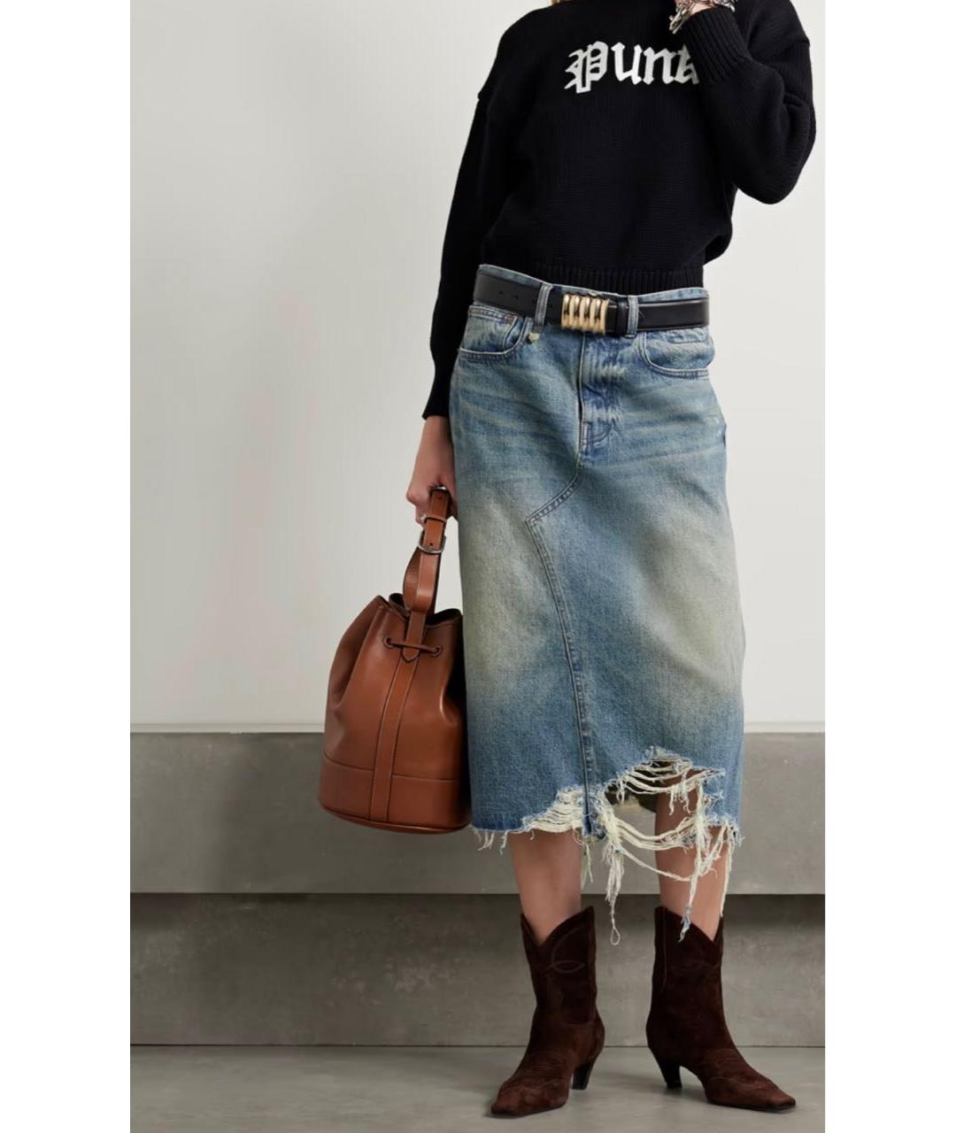 R13 Голубая деним юбка миди, фото 2