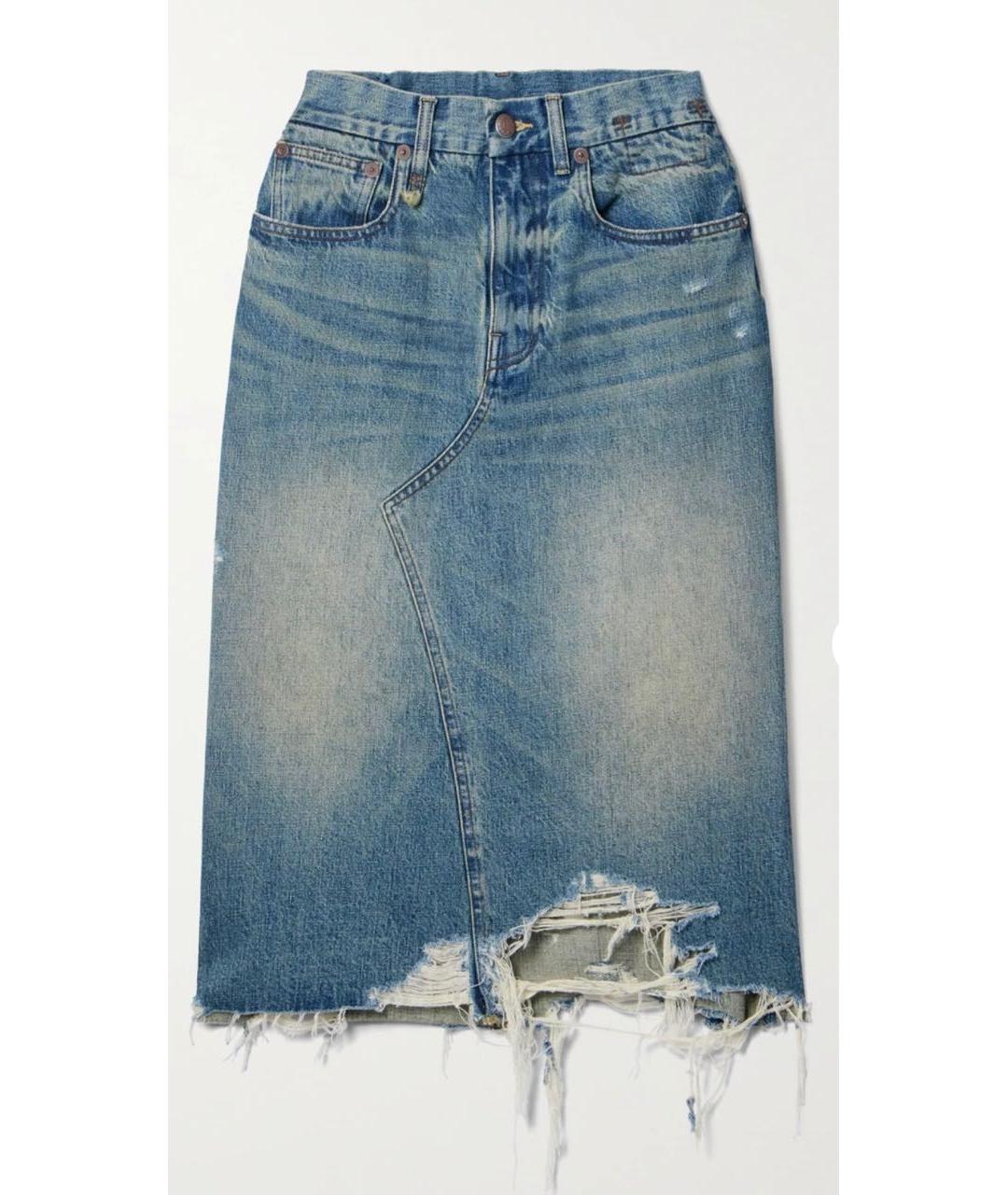 R13 Голубая деним юбка миди, фото 9