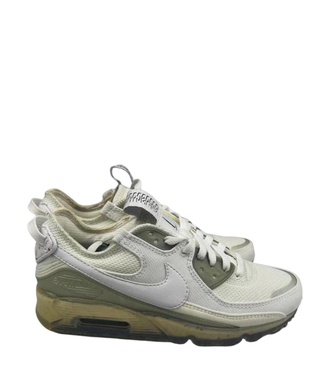 NIKE Бежевые текстильные высокие кроссовки / кеды, фото 1