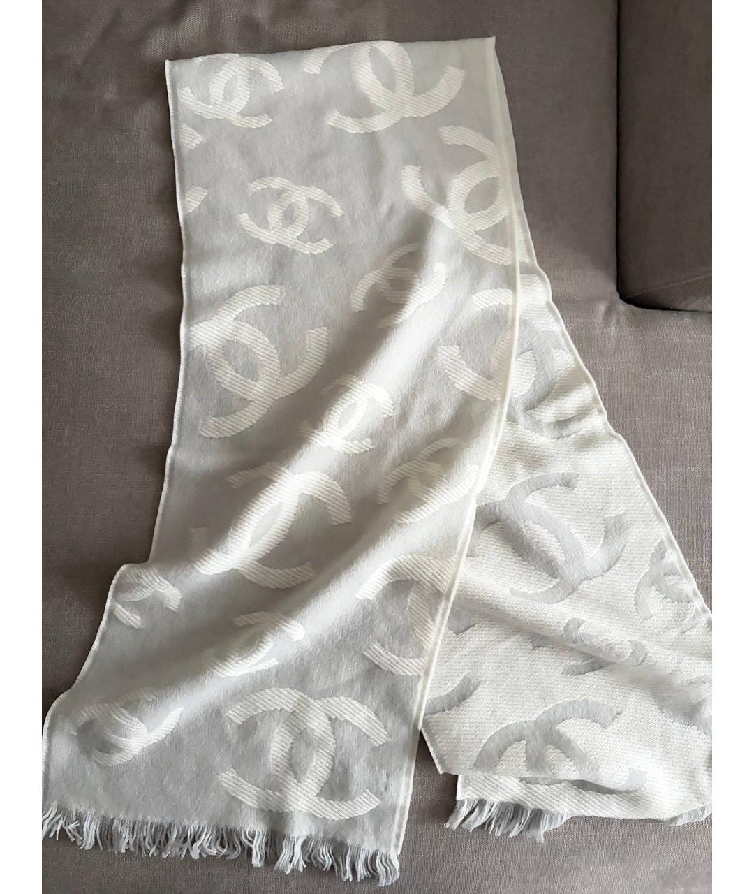 CHANEL Серый шерстяной шарф, фото 3