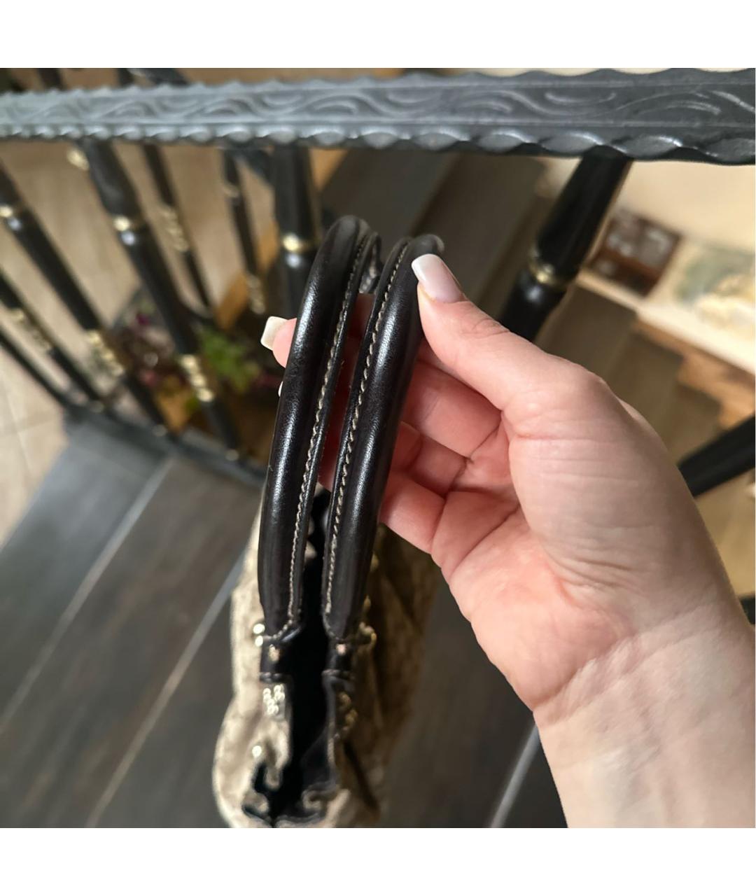 GUCCI Коричневая кожаная сумка с короткими ручками, фото 4