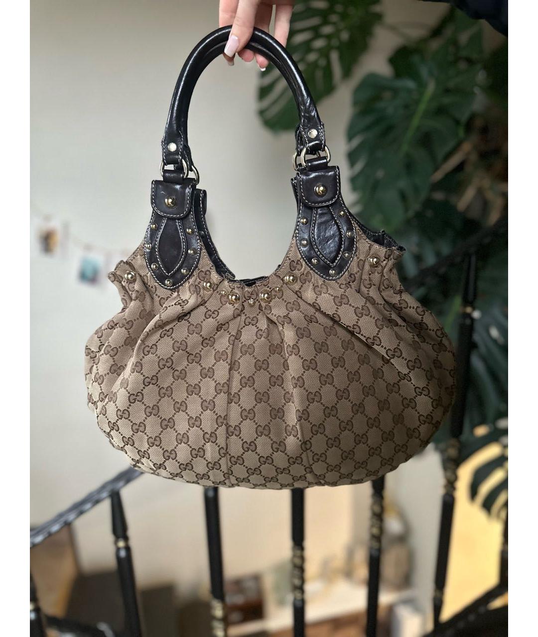 GUCCI Коричневая кожаная сумка с короткими ручками, фото 6