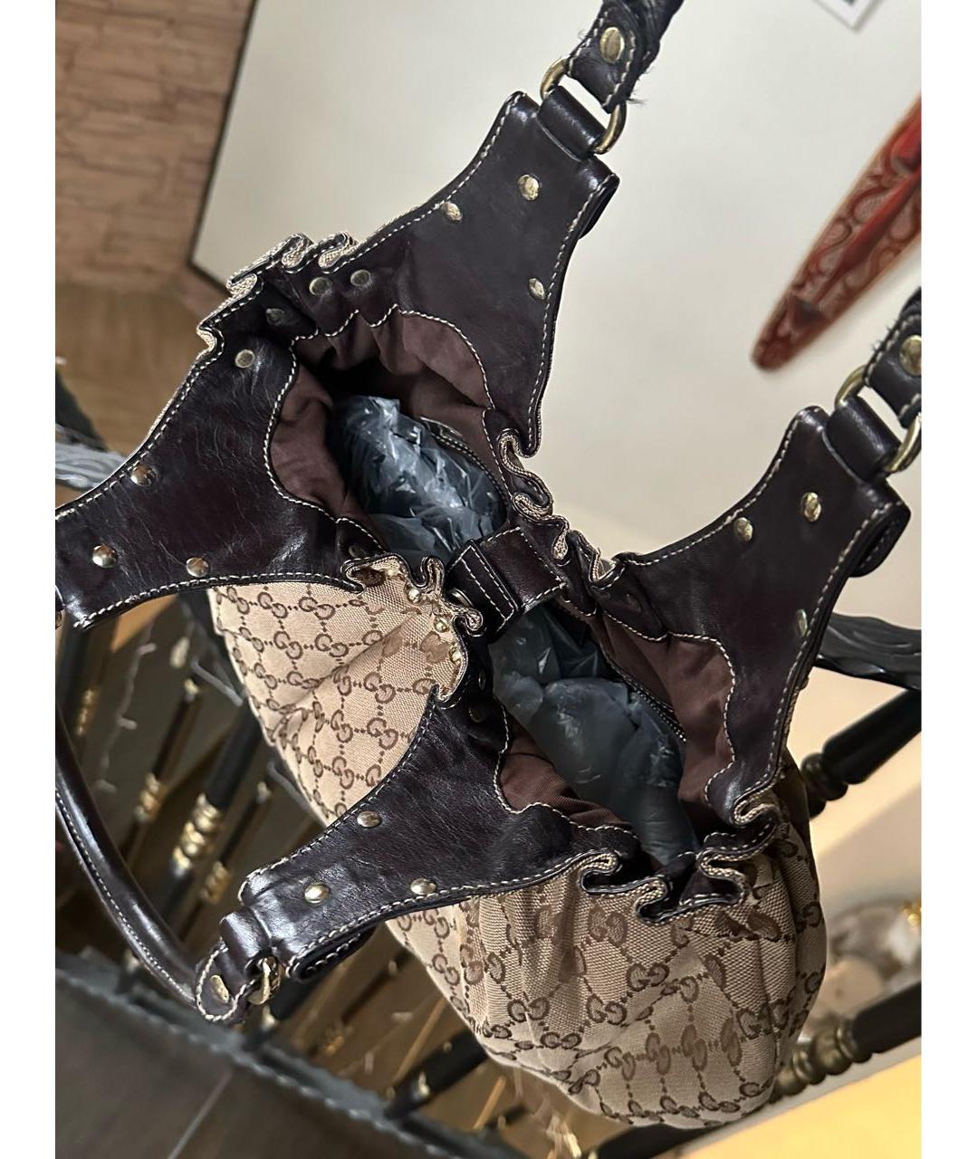 GUCCI Коричневая кожаная сумка с короткими ручками, фото 5