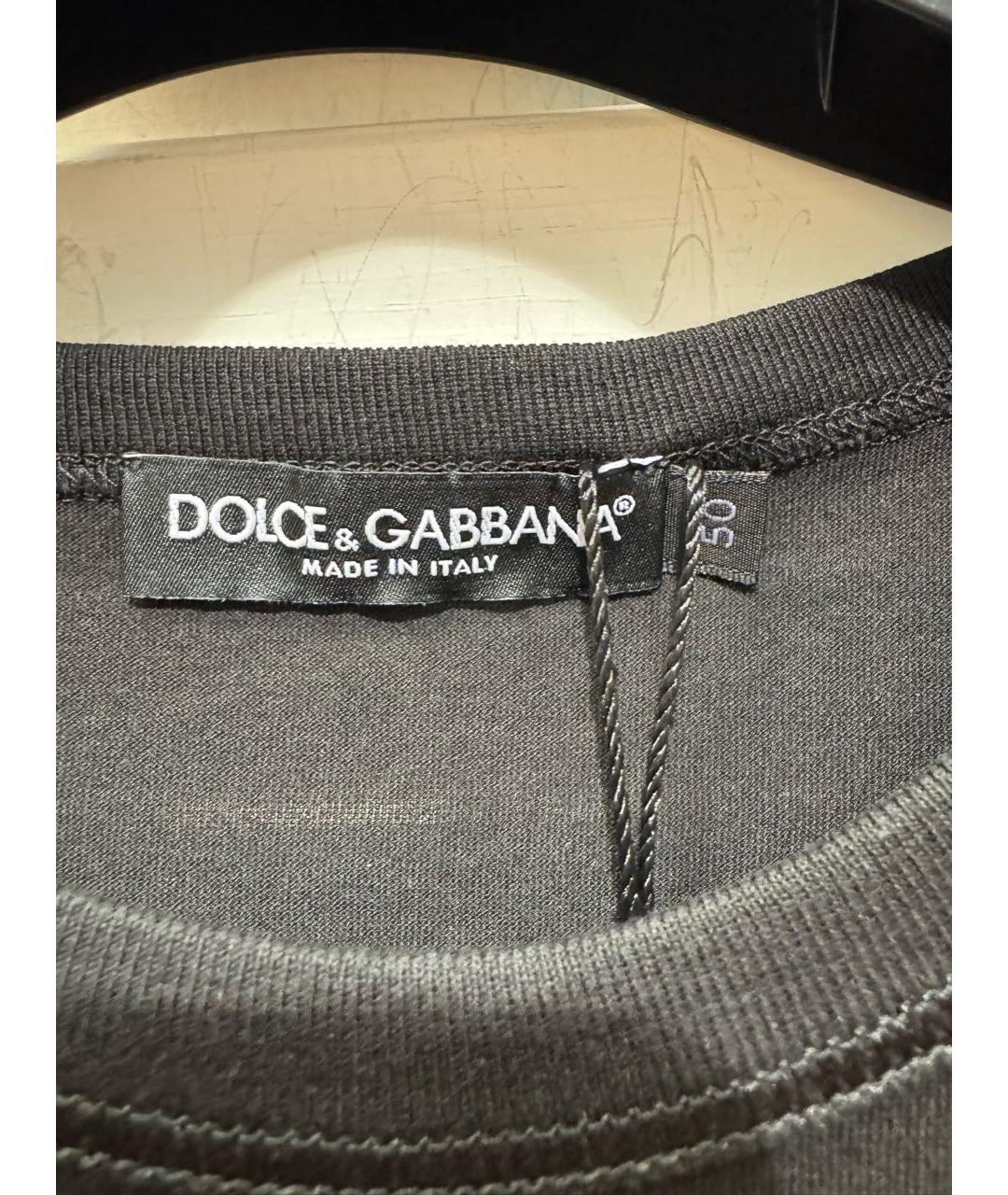 DOLCE&GABBANA Черная хлопковая футболка, фото 5