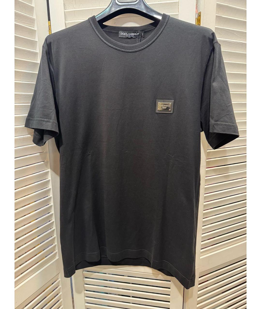 DOLCE&GABBANA Черная хлопковая футболка, фото 8