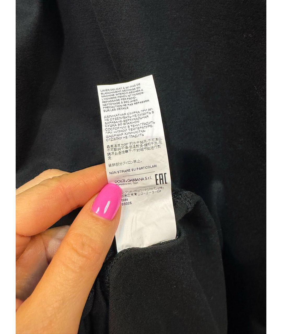 DOLCE&GABBANA Черная хлопковая футболка, фото 7