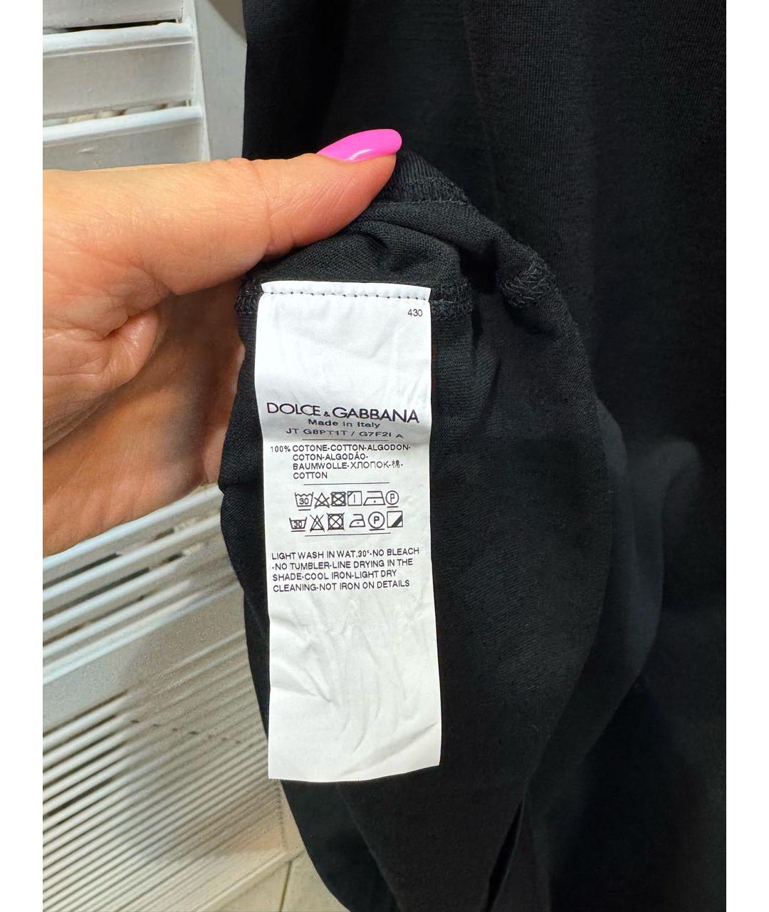 DOLCE&GABBANA Черная хлопковая футболка, фото 6