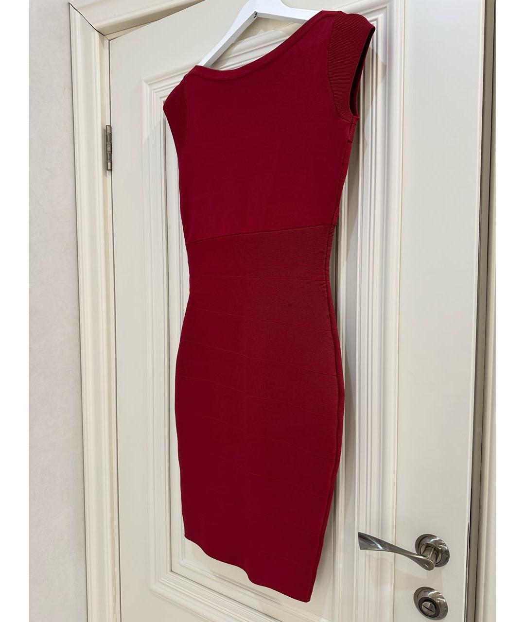 VERSACE Бордовое синтетическое коктейльное платье, фото 2