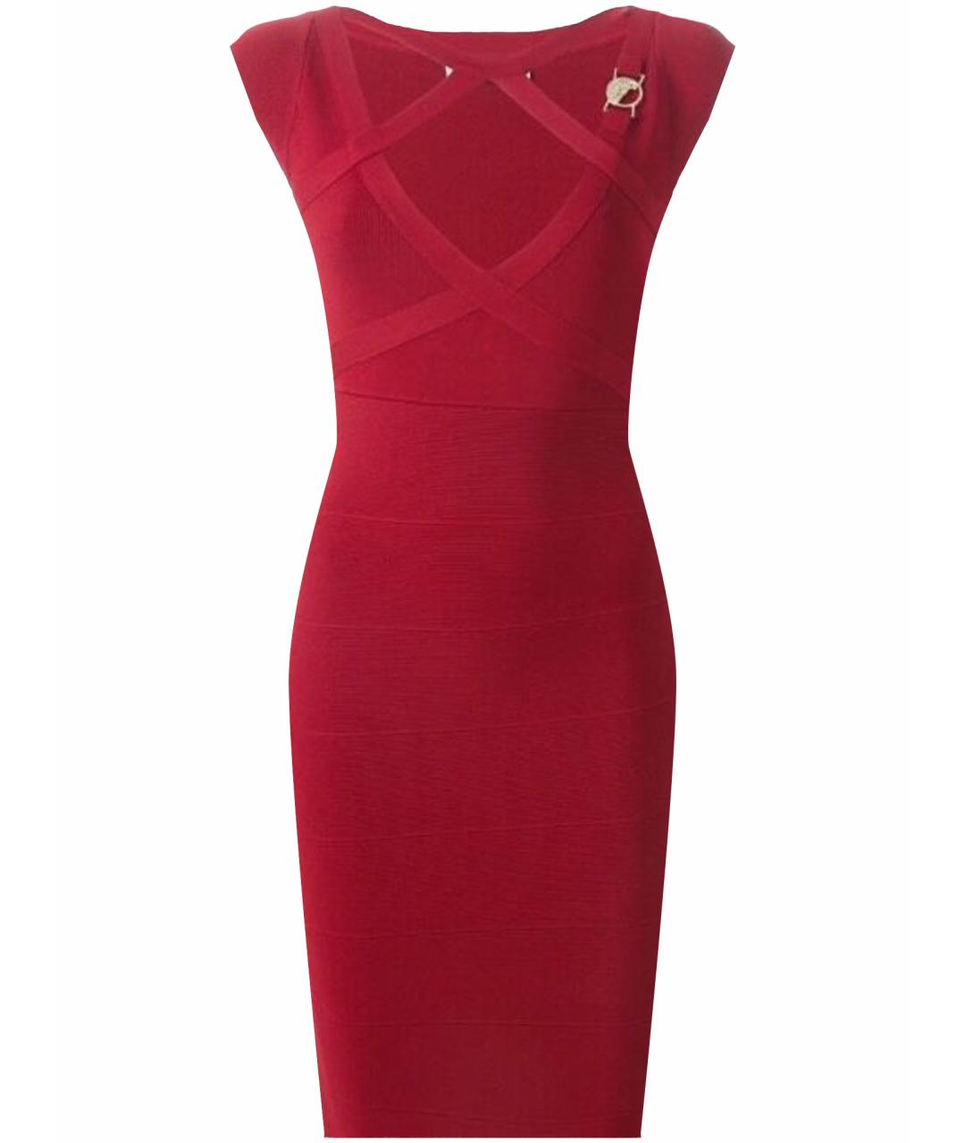 VERSACE Бордовое синтетическое коктейльное платье, фото 1