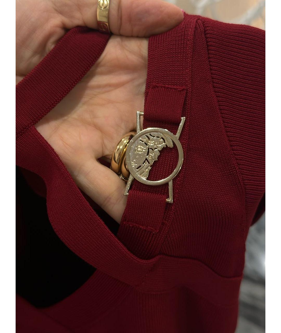 VERSACE Бордовое синтетическое коктейльное платье, фото 5