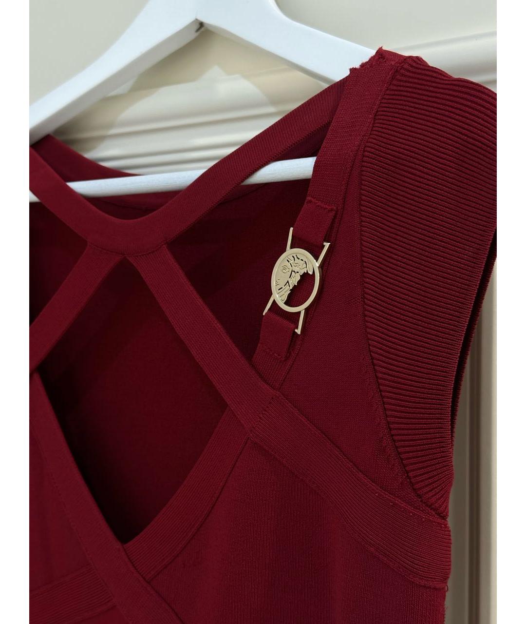 VERSACE Бордовое синтетическое коктейльное платье, фото 4