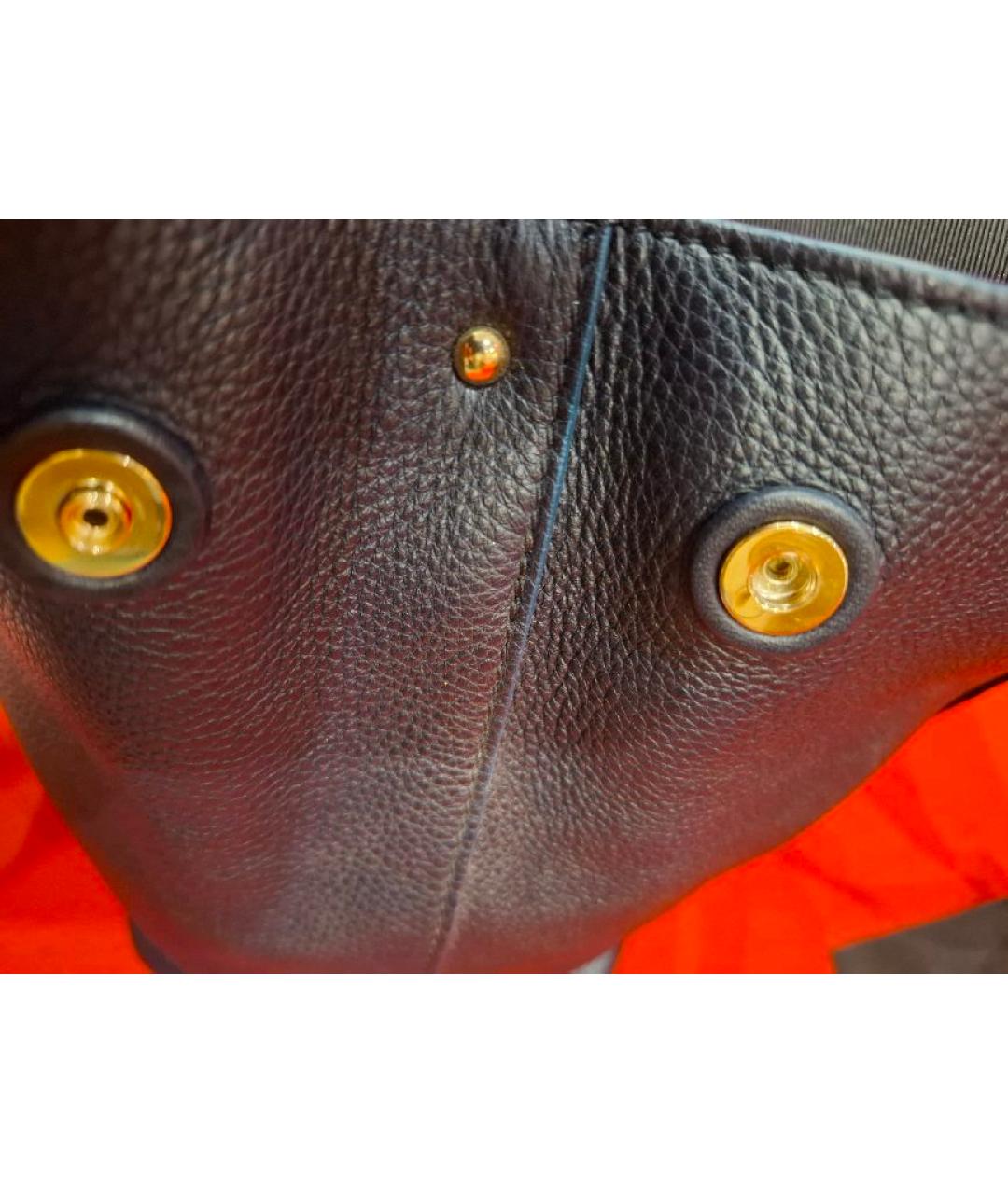 'S MAX MARA Темно-синяя кожаная сумка с короткими ручками, фото 6