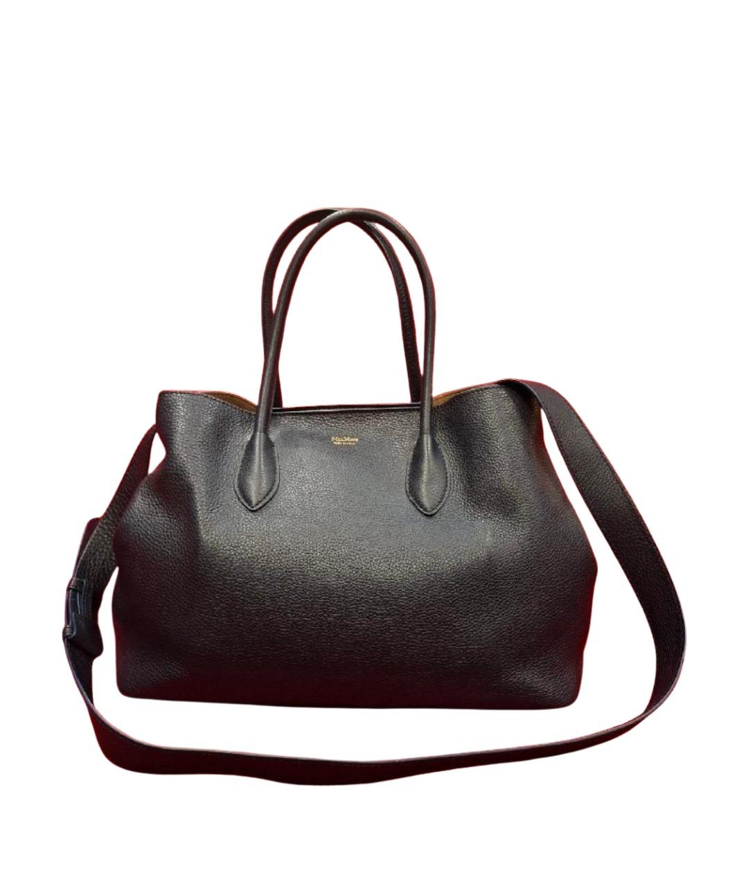 'S MAX MARA Темно-синяя кожаная сумка с короткими ручками, фото 1