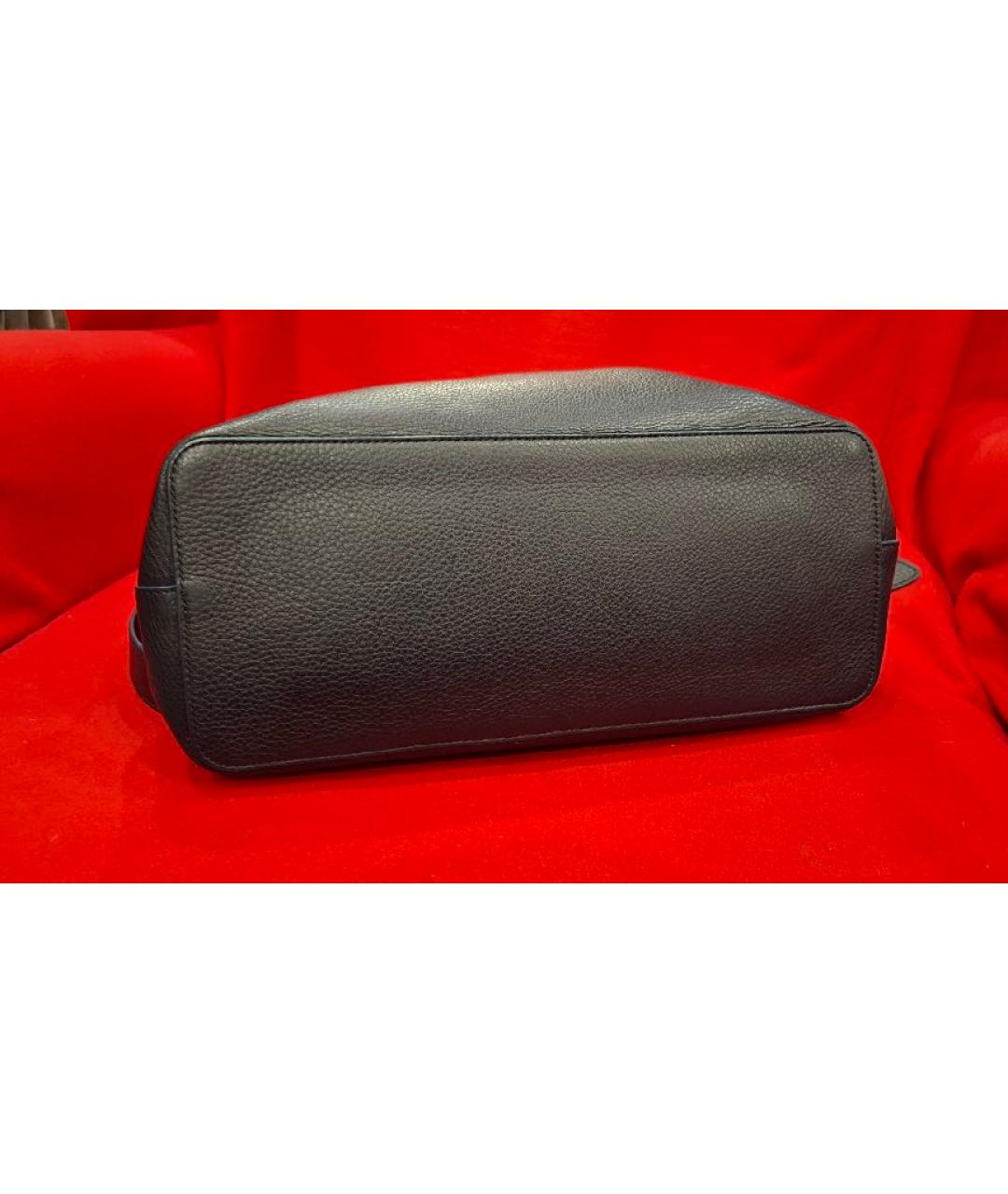 'S MAX MARA Темно-синяя кожаная сумка с короткими ручками, фото 5