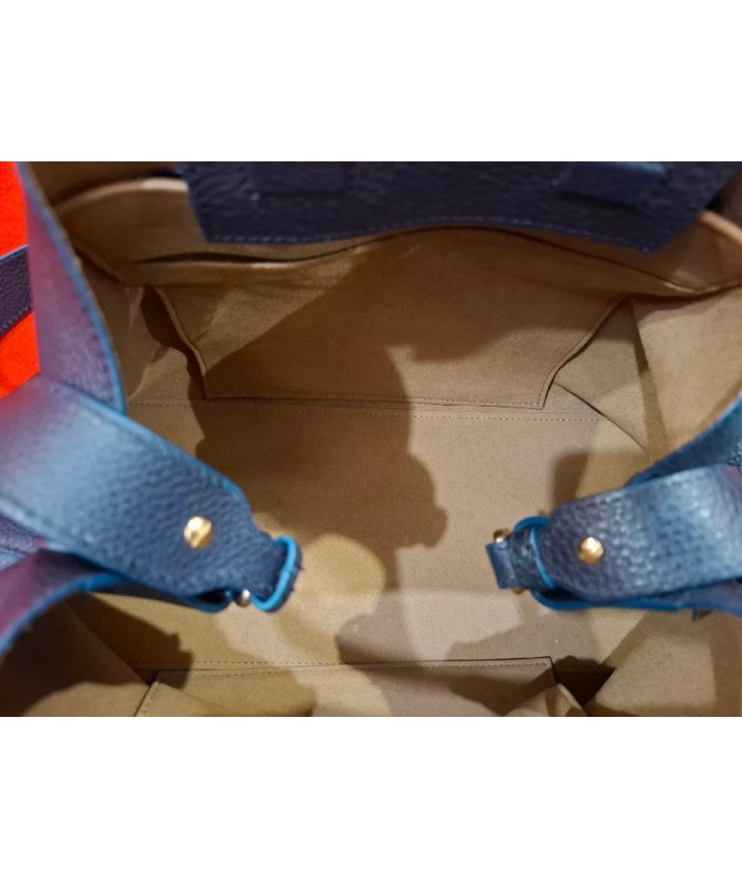 'S MAX MARA Темно-синяя кожаная сумка с короткими ручками, фото 4