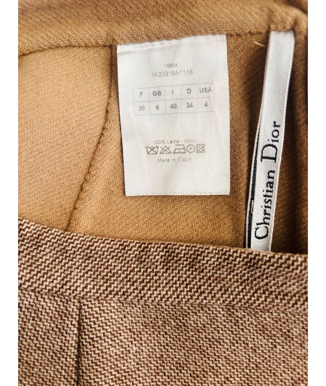 CHRISTIAN DIOR Коричневая кашемировая юбка миди, фото 4