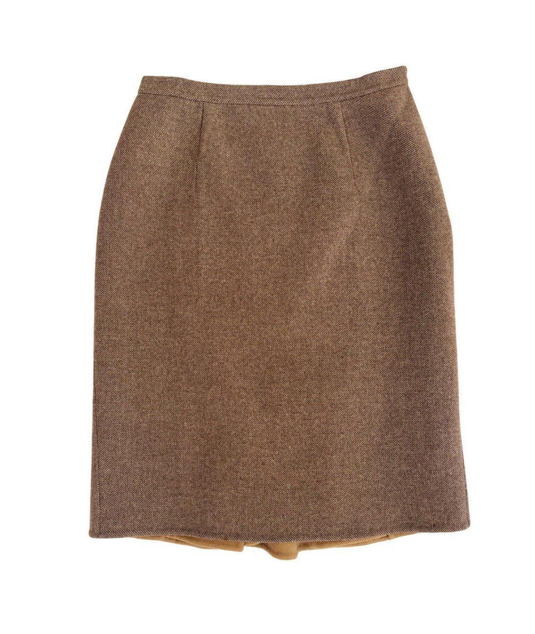 CHRISTIAN DIOR Коричневая кашемировая юбка миди, фото 1