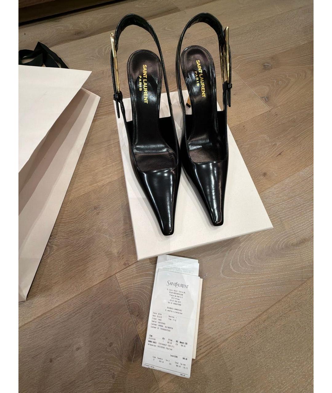 SAINT LAURENT Черные кожаные туфли, фото 6