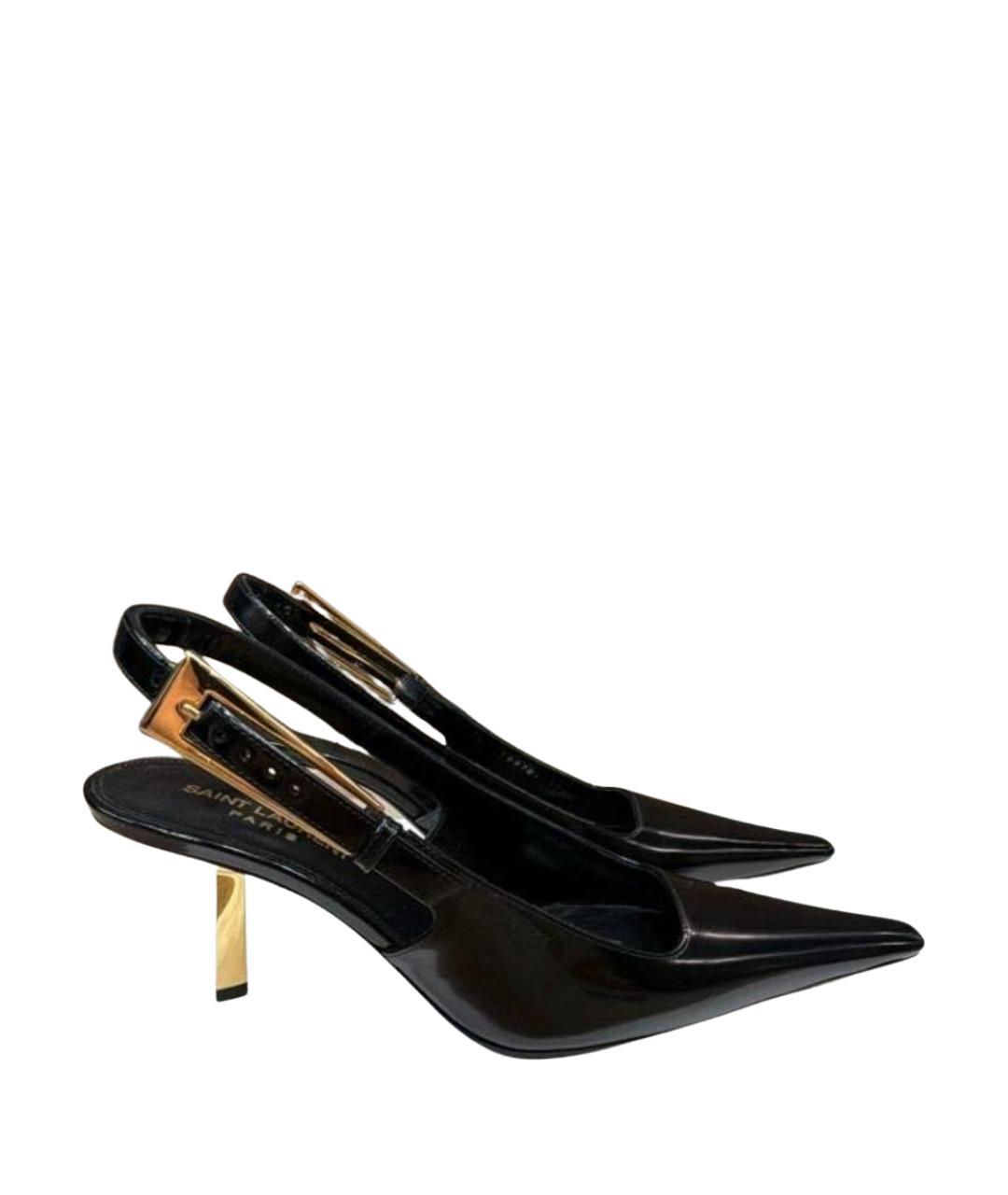 SAINT LAURENT Черные кожаные туфли, фото 1