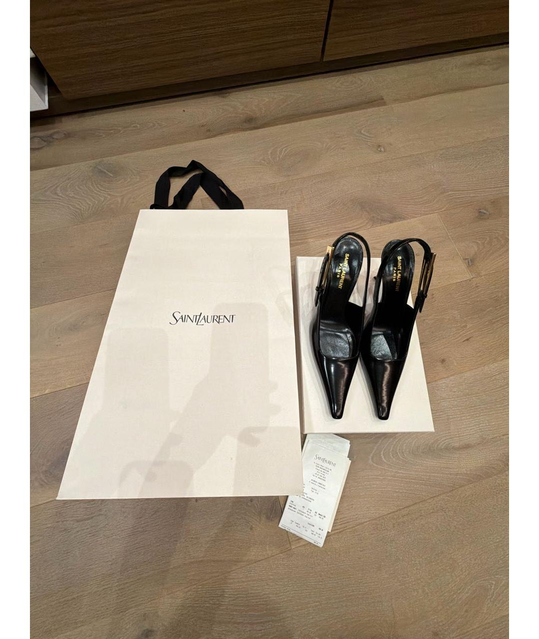 SAINT LAURENT Черные кожаные туфли, фото 5