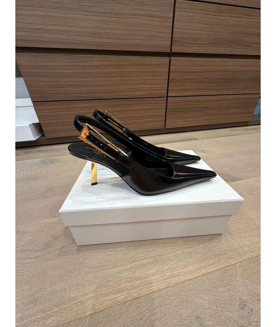 SAINT LAURENT Черные кожаные туфли, фото 8