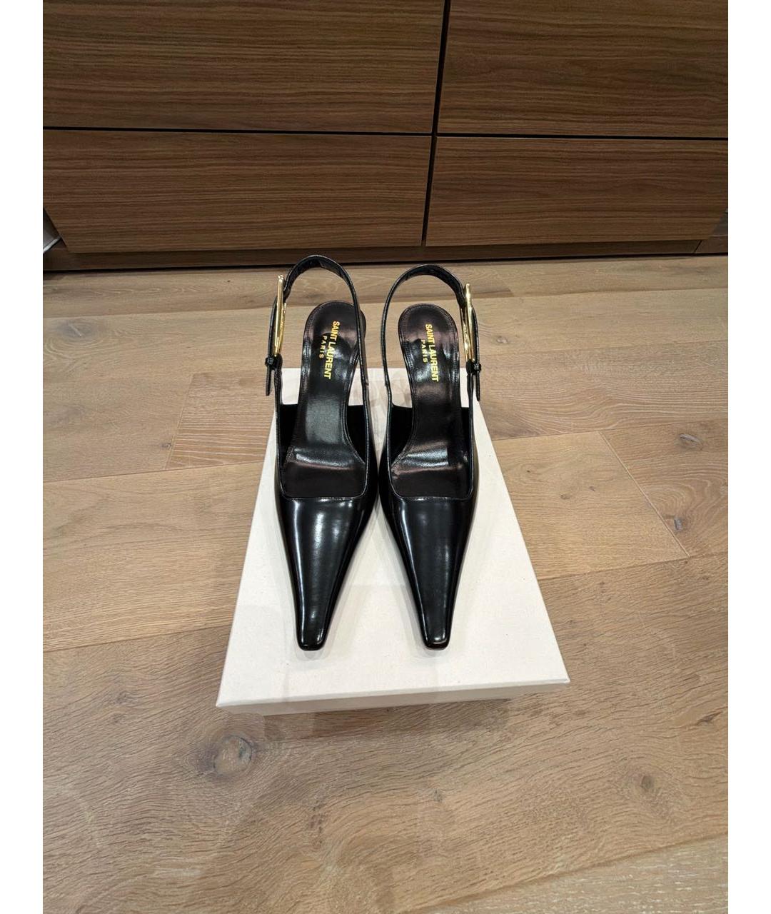 SAINT LAURENT Черные кожаные туфли, фото 2