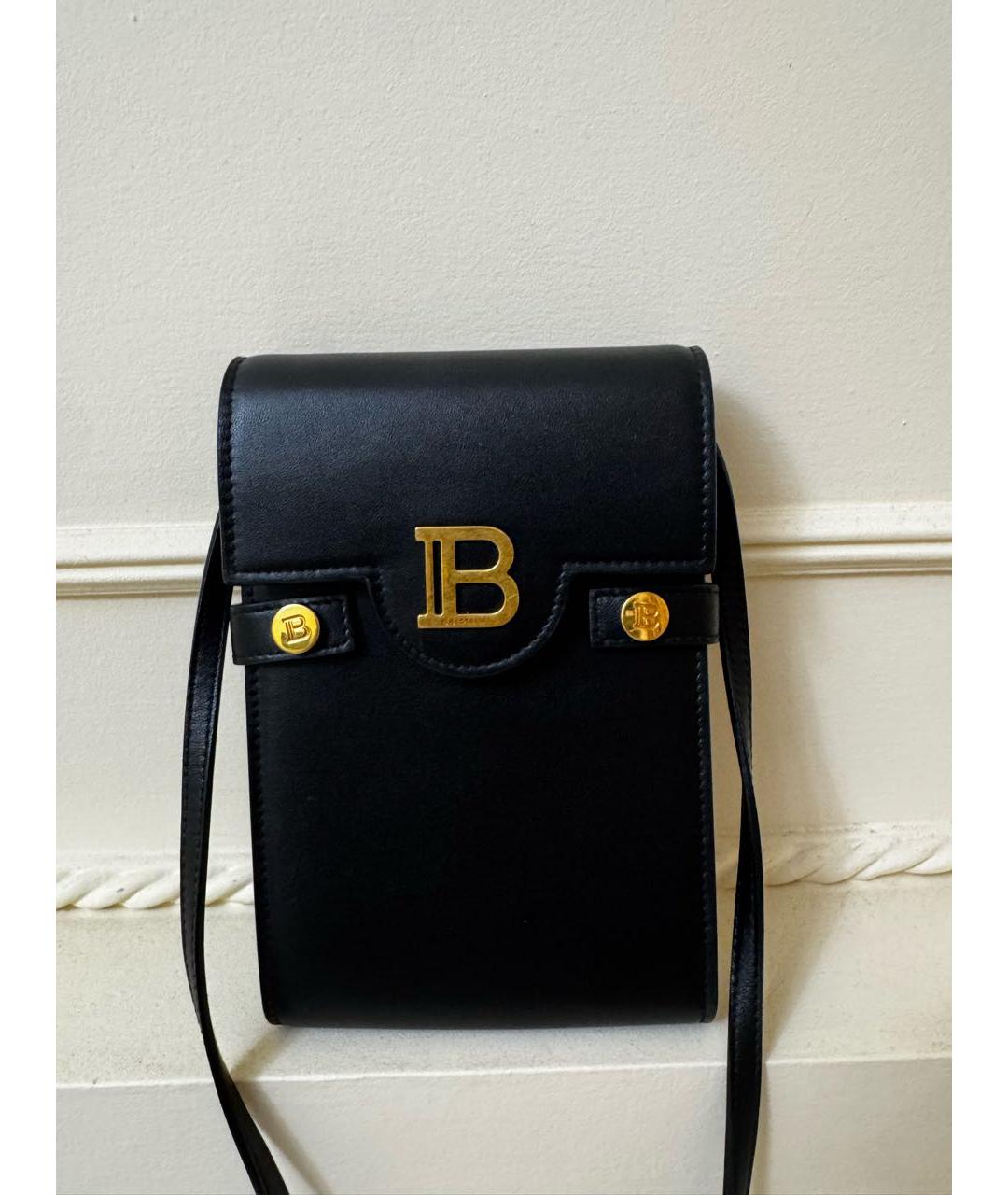BALMAIN Черная кожаная сумка через плечо, фото 6