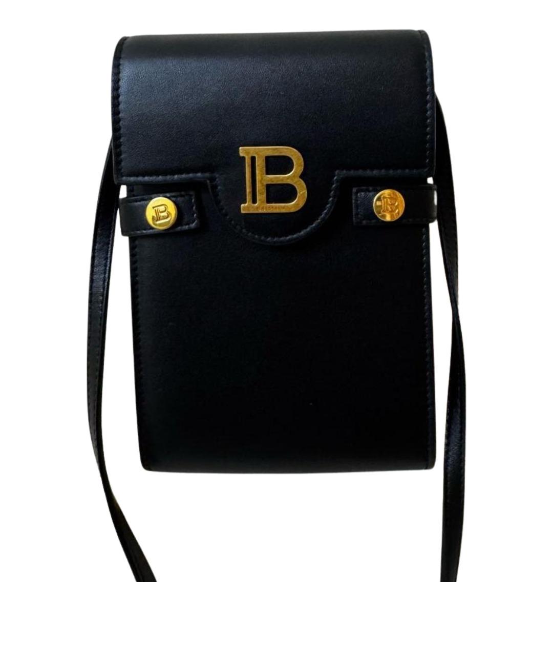 BALMAIN Черная кожаная сумка через плечо, фото 1