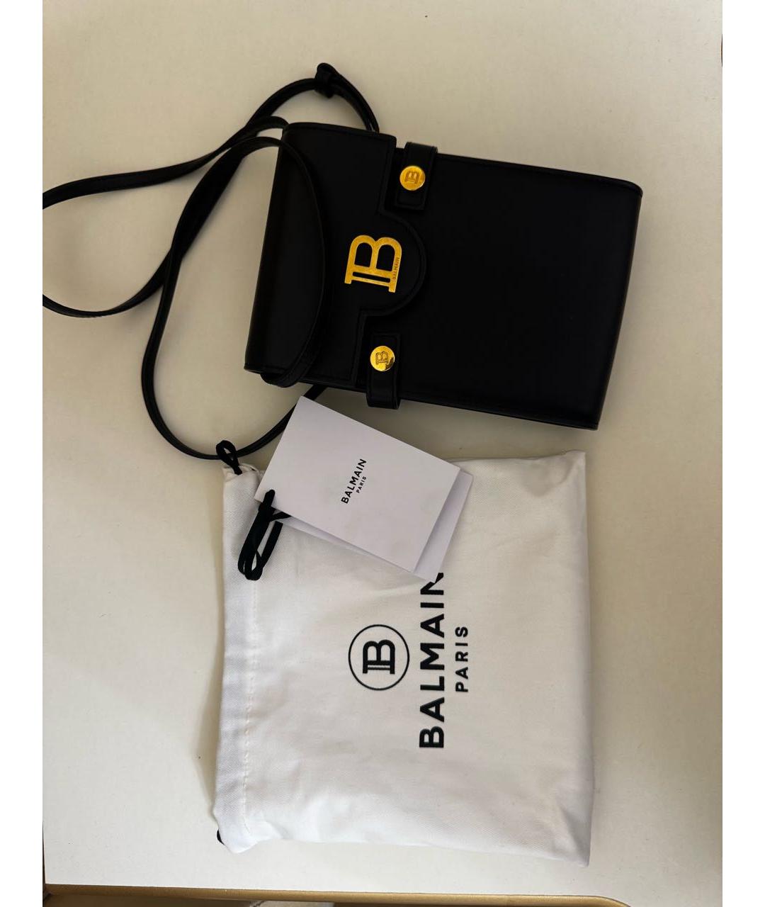 BALMAIN Черная кожаная сумка через плечо, фото 3