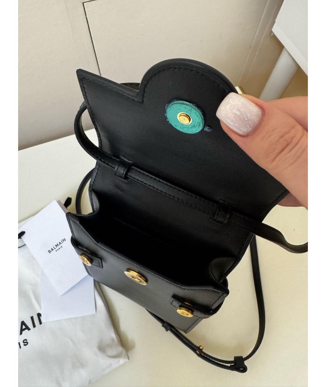 BALMAIN Черная кожаная сумка через плечо, фото 5