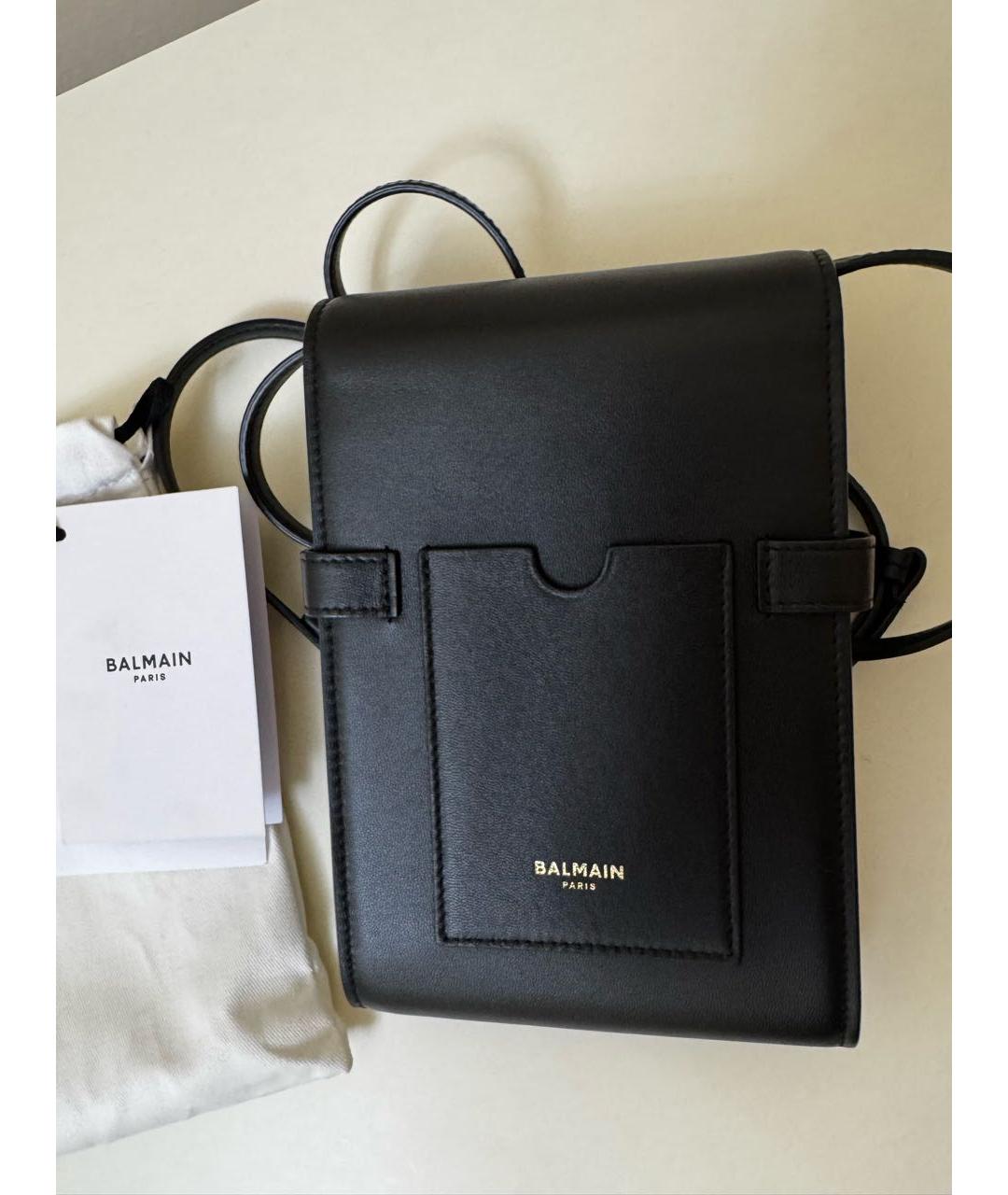 BALMAIN Черная кожаная сумка через плечо, фото 2