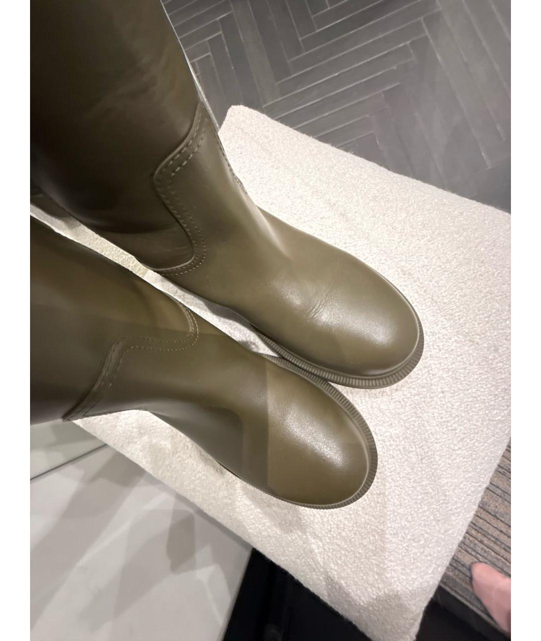 FENDI Хаки кожаные сапоги, фото 3