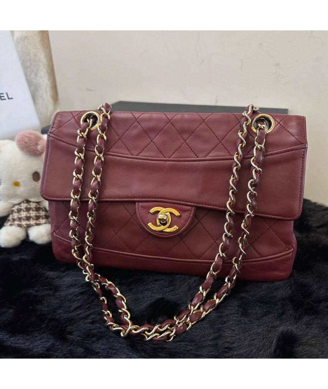 CHANEL Бордовая кожаная сумка через плечо, фото 2