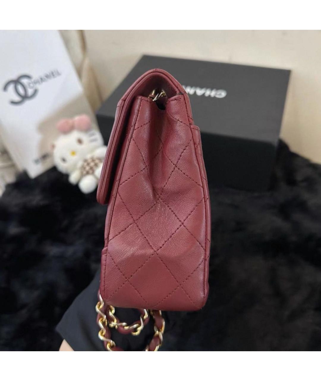 CHANEL Бордовая кожаная сумка через плечо, фото 5