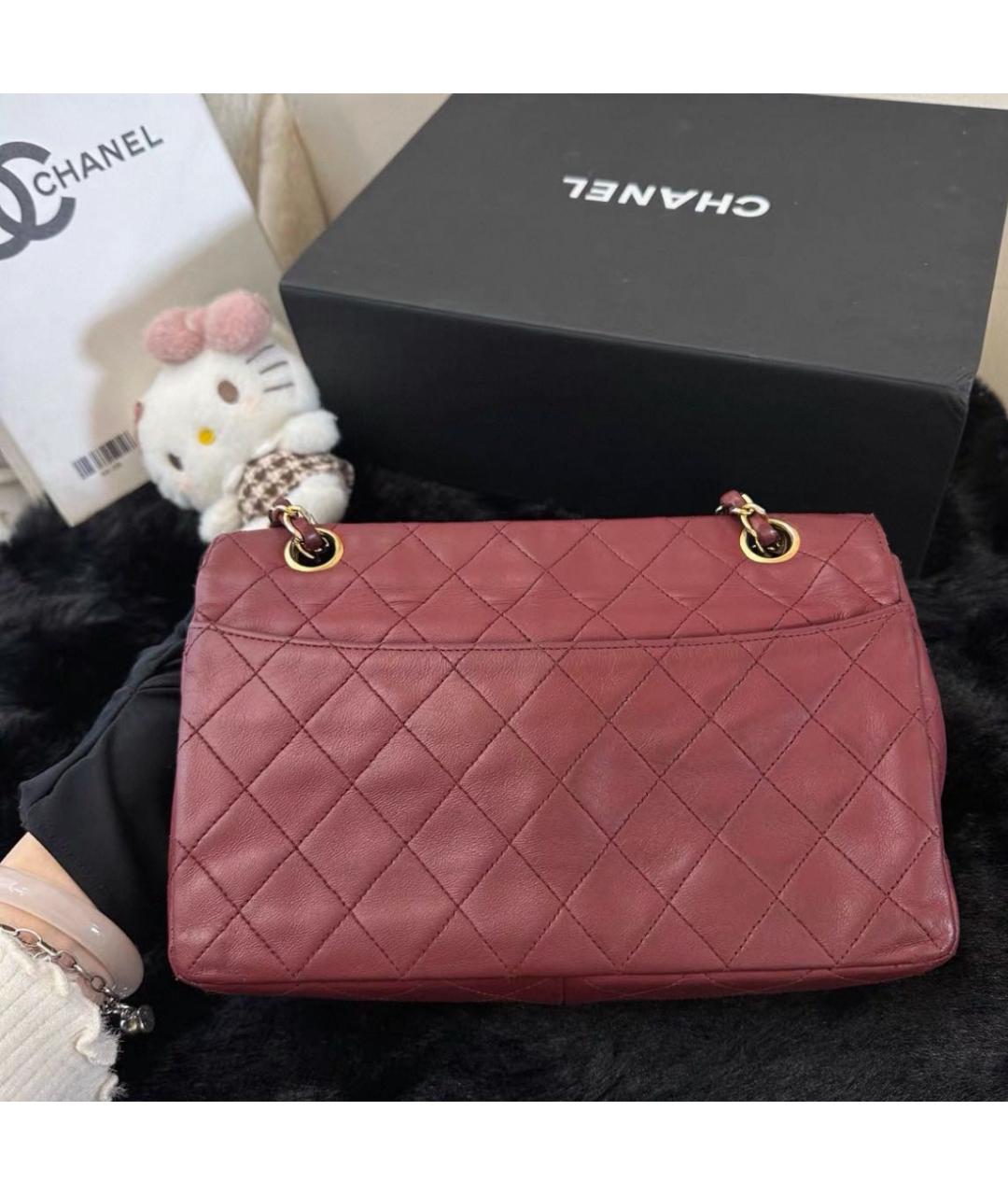 CHANEL Бордовая кожаная сумка через плечо, фото 3